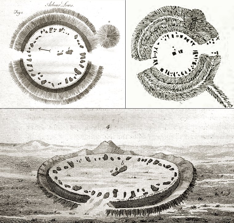 Arbor Low “Rev. Samuel Pegge's plan of Arbor Low from 1785 and his elevation drawing below. The plan to the upper right is by Steven Glover, 1829 and is said to be copied from an 'accurate drawing' by Samuel Mitchell.” stone-circles.org.uk/stone/arborlow…