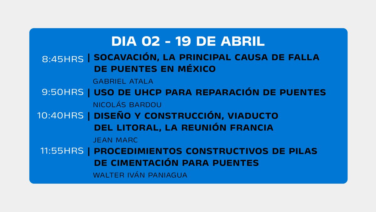 itafec_mx's tweet photo. 🌉 ¡Día 2 del Seminario Internacional de Puentes #VIISIP ! 🌉 
🌐 Totalmente en línea y sin costo.
💻 Transmisión en Vivo: https://t.co/FrXgprCrBw
.
.
.
#IngenieríaVial #Puentes #AMIVTAC https://t.co/4Twnmy3qvg
