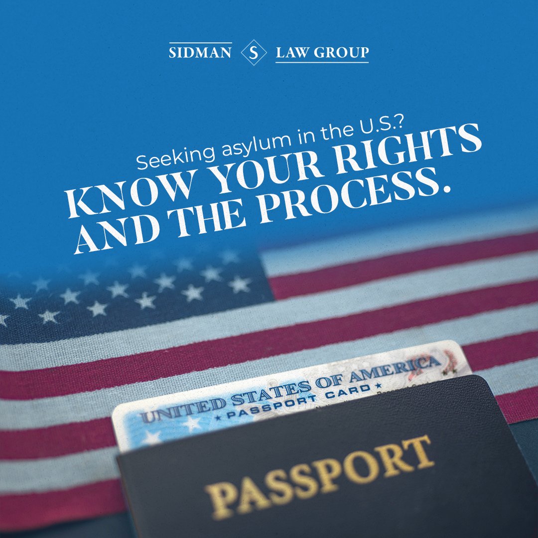 Seeking asylum in the U.S.? Sidman Law Group can guide you through the application process, from proving persecution to navigating complex asylum laws. Let us support you every step of the way.

#SidmanLawGroup #ImmigrationLaw #LegalExpert #AsylumSeekers #USImmigrationLaw