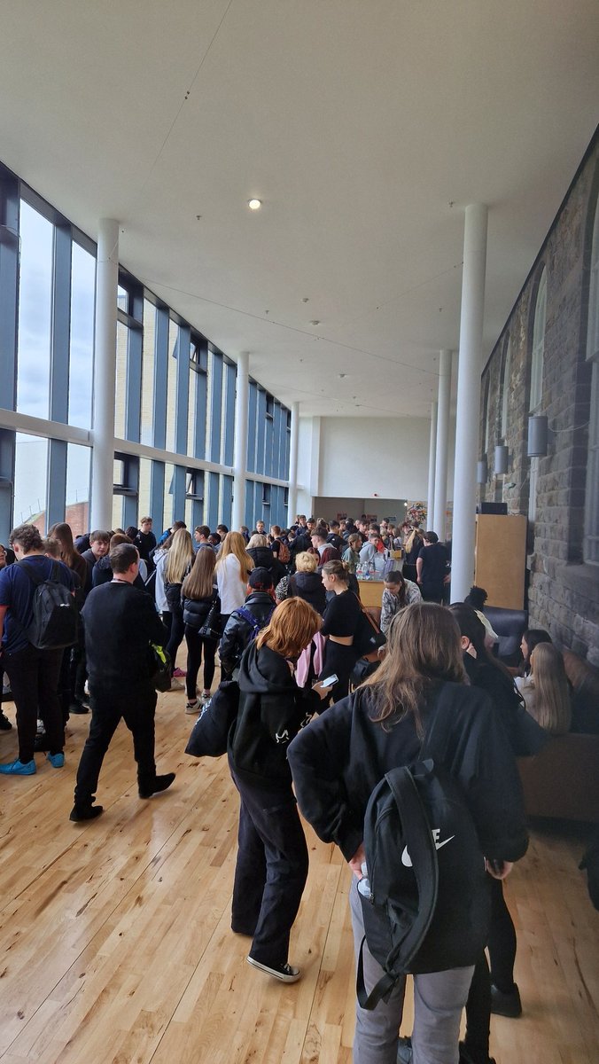 120 Year 10 Drama students from @Netherwood_Acad and another 30 @barnsleycollege drama students visiting in @BarnsleyCivic to see Out of Chaos Theatre perform Macbeth - two actors performing 20 roles in 80 minutes!