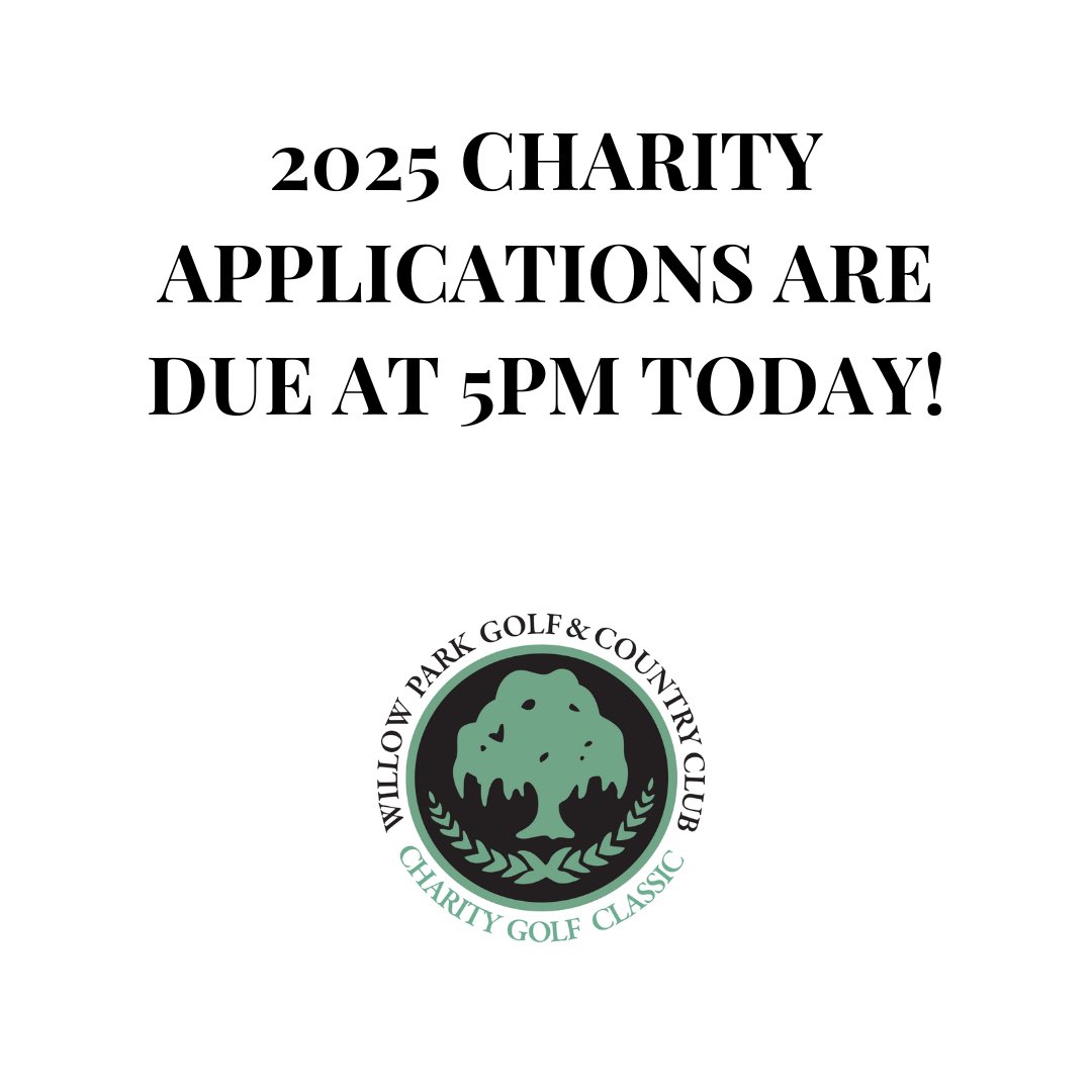 Today is the last day for 2025 Charity applications! Don’t miss the deadline! Good luck to all charities that have applied to be the beneficiary of the 2025 Willow Park Charity Golf Classic.