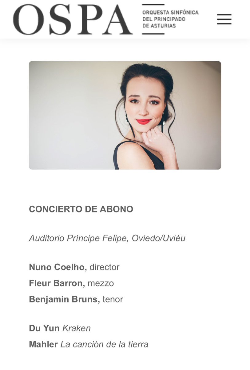 pablosiana's tweet photo. 🗓️ HOY Viernes 19 📍 @AuditorioOVD 🕖 20:00
🗣️ 𝐂𝐨𝐞𝐥𝐡𝐨 y 𝐁𝐚𝐫𝐫𝐨𝐧 🕖 19:15
Tercera cita del #OSPAFest!@nunoconductor dirige en el programa 𝐄𝐚𝐬𝐭 𝐖𝐞𝐬𝐭 𝐈𝐈, con la mezzo @BarronFleur y el tenor Benjamin Bruns. Lo contaré de madrugada en mi blog 📝 https://t.co/yVO2YgMG5t