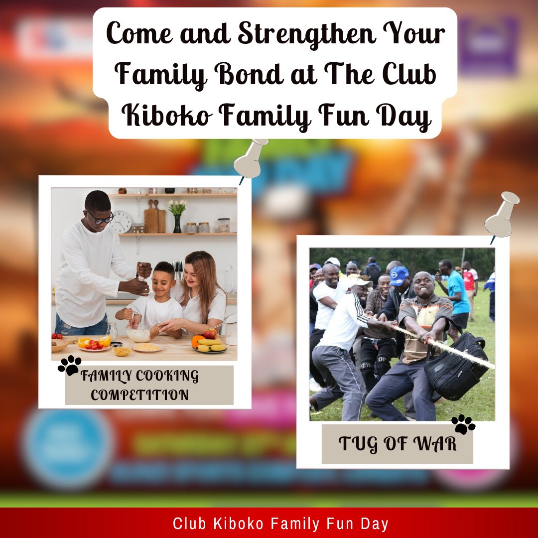 Come join us for a day of laughter and bonding at Club Kiboko Family Fun Day!
 Adults come showcase your culinary prowess and flex those muscles in the tug of war. Let's create unforgettable memories together!  
Get your tickets: tickethub.co.ke/event/music-an… 

#ClubKibokoFamilyFunDay