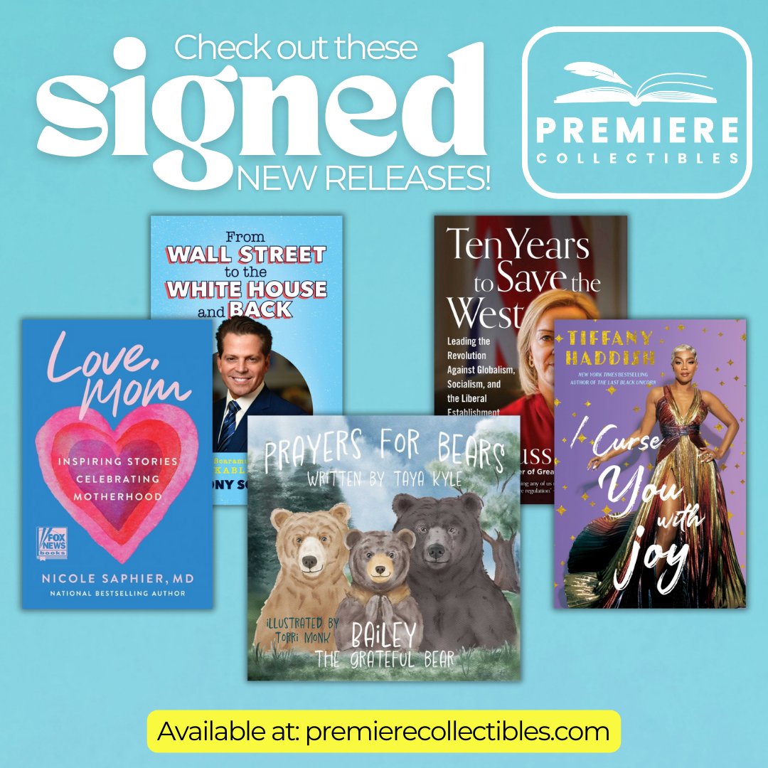 We're excited for this week's NEW RELEASES! Feat. 'Love, Mom,' 'From Wallstreet to the White House and Back,' 'Praying for Bears,' 'Ten Years to Save the West,' and 'I Curse You with Joy' - all available at: premierecollectibles.com/New-Releases