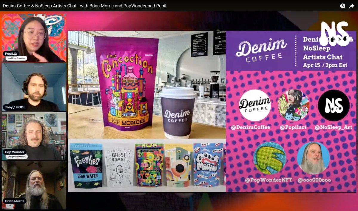 ☕️  This week,  we had great chats with  <a href="/DenimCoffee/">Denim Coffee</a>  Coffee and celebrated the best coffee drop collaboration with artists @PopWonderNFT and <a href="/ooo000ooo/">° ° ° 0 0 0 ° ° °</a> at <a href="/NoSleep_Art/">Magice forest no sleel</a> Live apse. We also deep-dived into each artist's story!
📺 To learn more about the whole story, please visit