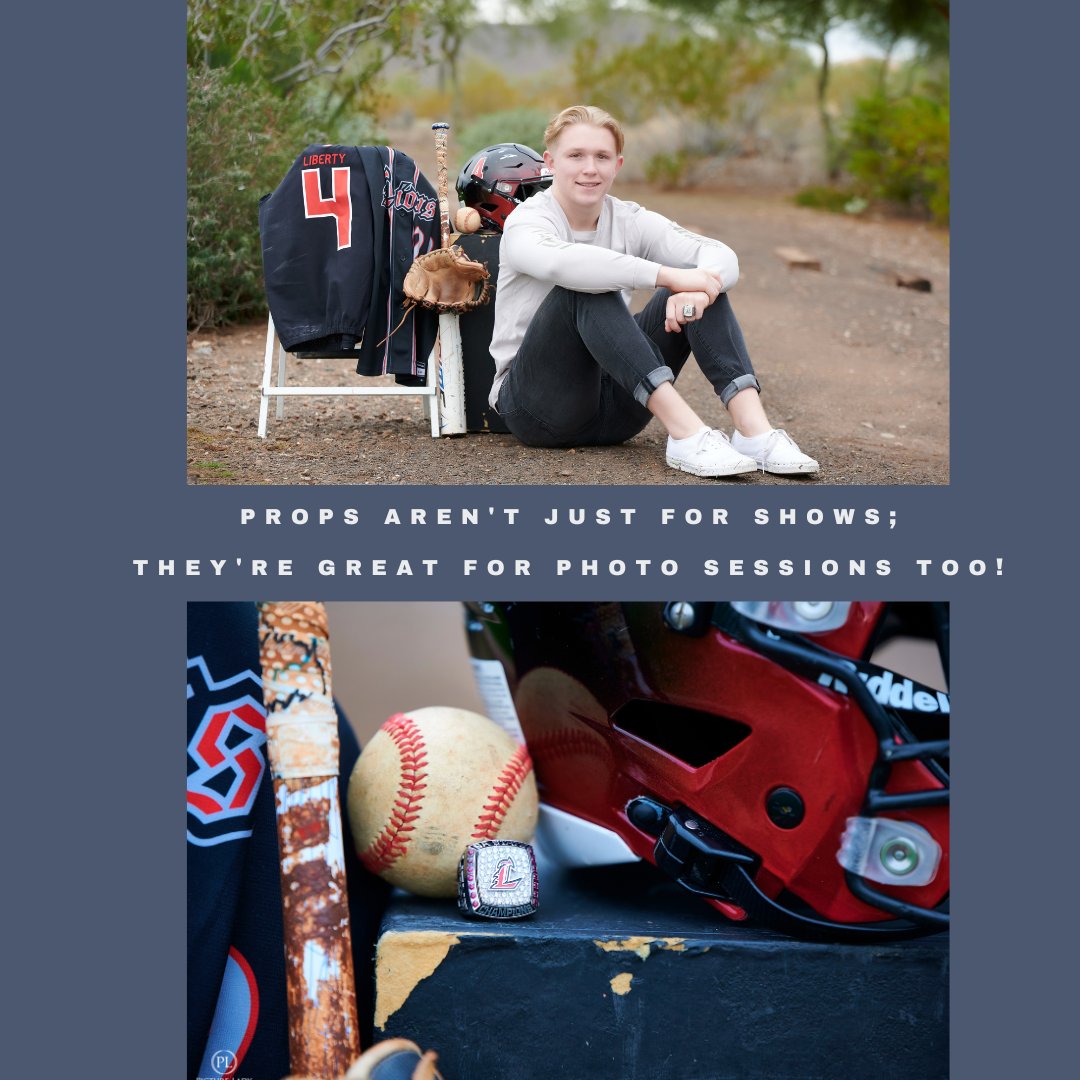 Props aren't just for shows; they're great for photo sessions too! 🏈🎻 Adding personal items can make your senior photos uniquely yours. For more tips on making your session memorable, visit my blog. picture-lady.com/2024-behind-th…