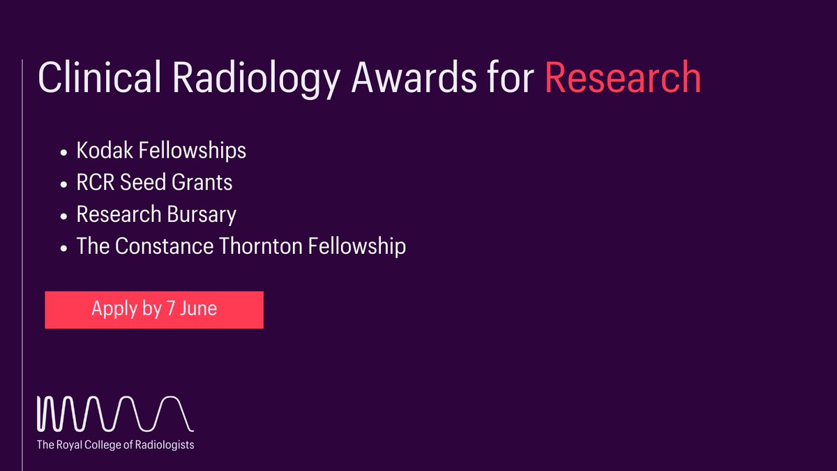 We have several clinical radiology research awards open to Fellows and Members to fund research projects. Applications are open until 7 June 📅 Learn more: rcr.ac.uk/career-develop…