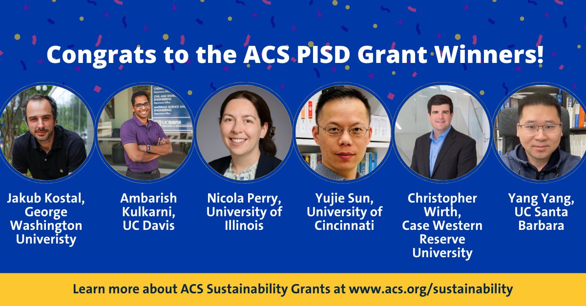 ICYMI: @AmerChemSociety PISD Grant winners announced! 🏆 The recipients will embark on sabbaticals at partnering institutions, fueling cross-disciplinary & cross-sector sustainability research. Meet the winners! brnw.ch/21wIZuh #GreenChemistry #Sustainability