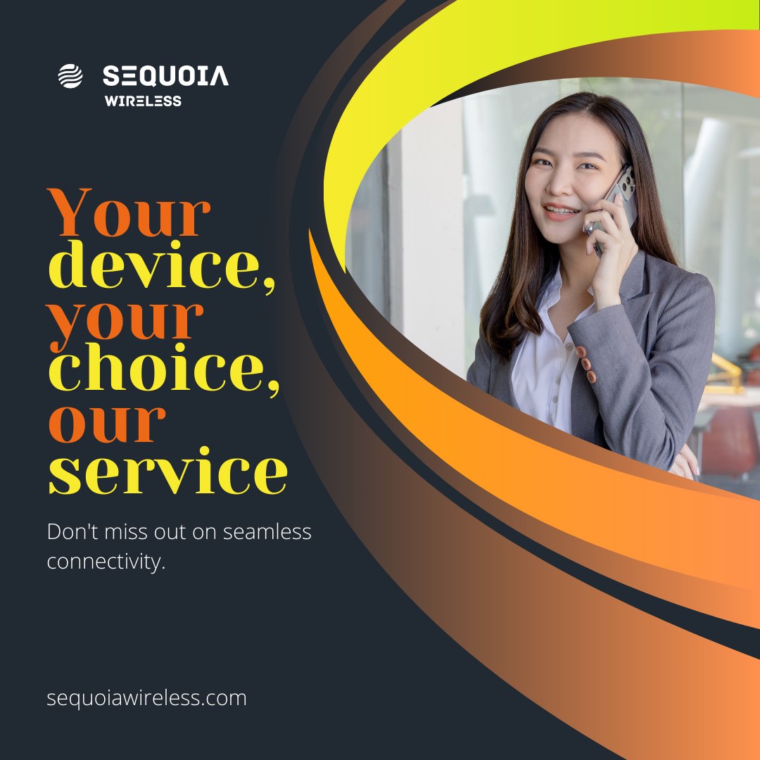 Sequoia Wireless welcomes your choice! Bring your own device and keep your number with our zero-cost plans. Don't miss out on seamless connectivity. 

👉🏽👉🏽sequoiawireless.com

#SequoiaWireless #BYOD #KeepYourNumber #AffordableConnectivity #ZeroCostPlans