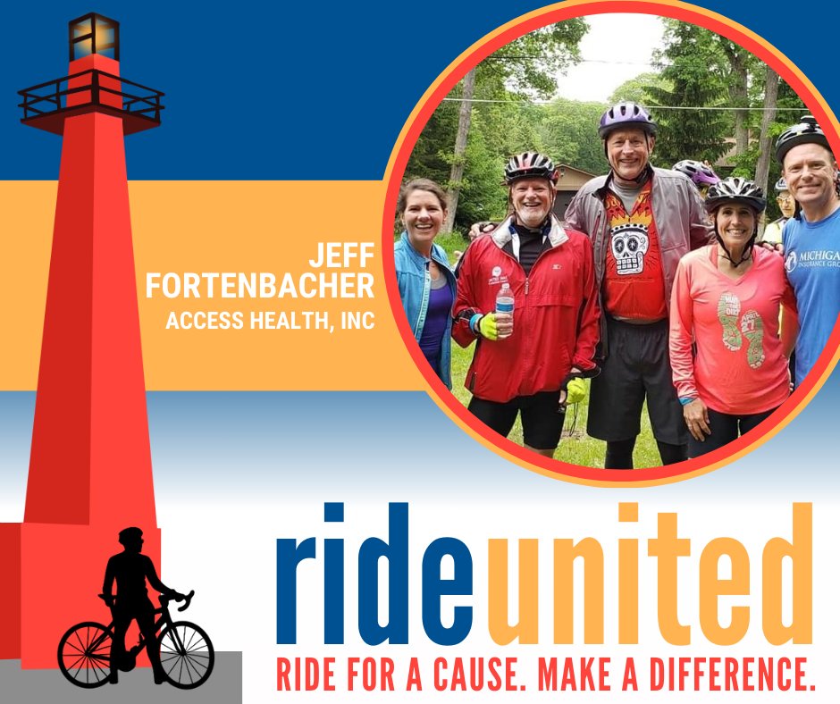 Introducing Jeff Fortenbacher, of Access Health, Inc! Here’s why he’s riding on May 18th: “Biking with friends and for a great cause, not much can be better!” Join Jeff in riding for a cause that matters by registering at unitedwaylakeshore.org/ride-united today!