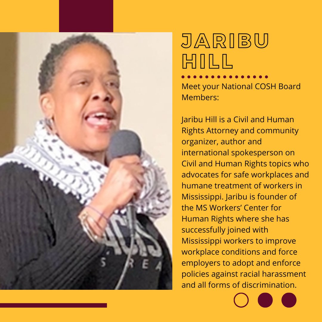 We are SO proud that the incomparable Jaribu Hill from the Mississippi Worker Center for Human Rights is our National COSH Board Co-Chair!
