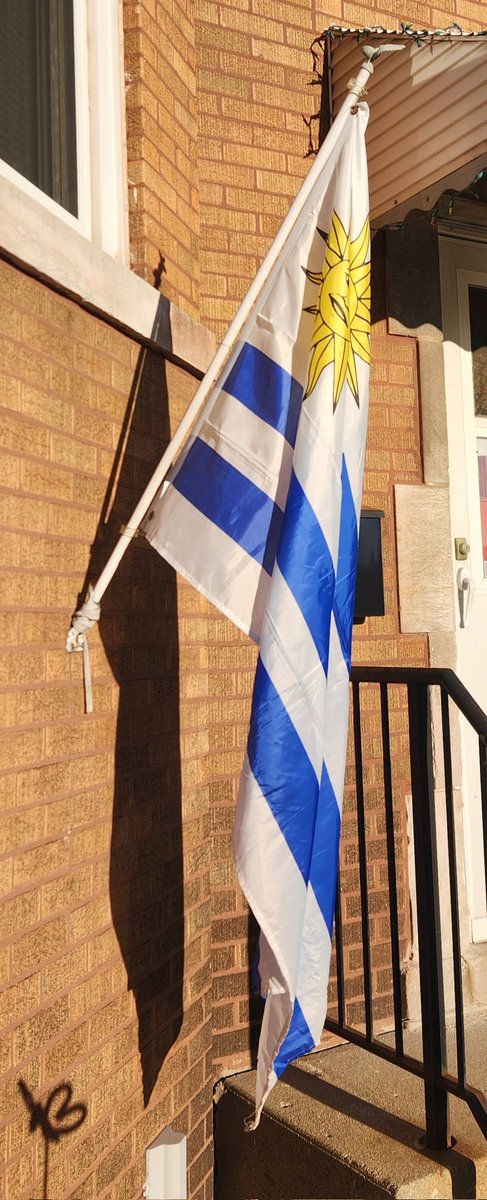 Today's front #flagoftheday is the Oriental Republic of Uruguay 🇺🇾 (República Oriental del Uruguay), flying for the Landing of the 33 Patriots Day. It honors the first step towards Uruguayan independence.