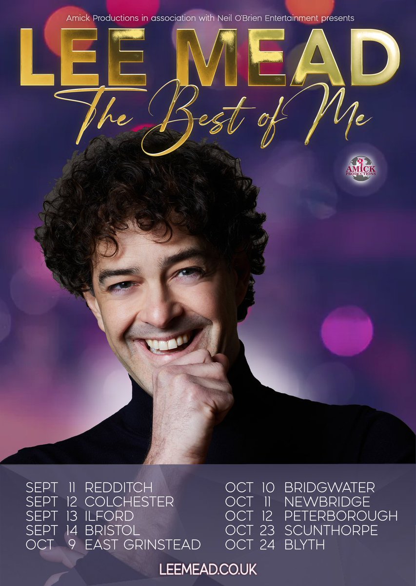 And it's live... @leemeadofficial's 2024 tour kicks off on 11 Sept in Redditch and ends in Blyth on 24 Oct... does it come near you along the way? Or will you be hitting the road/rail/runway to catch it? #LeeMead #TheBestOfMe #UKTour2024 #RoadTrip bit.ly/LMBestOfMe24