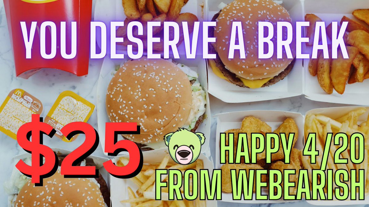 To celebrate tomorrow being 4/20 We will treat someone $25 to Mcdonald's. Like and Comment #WeBearish420