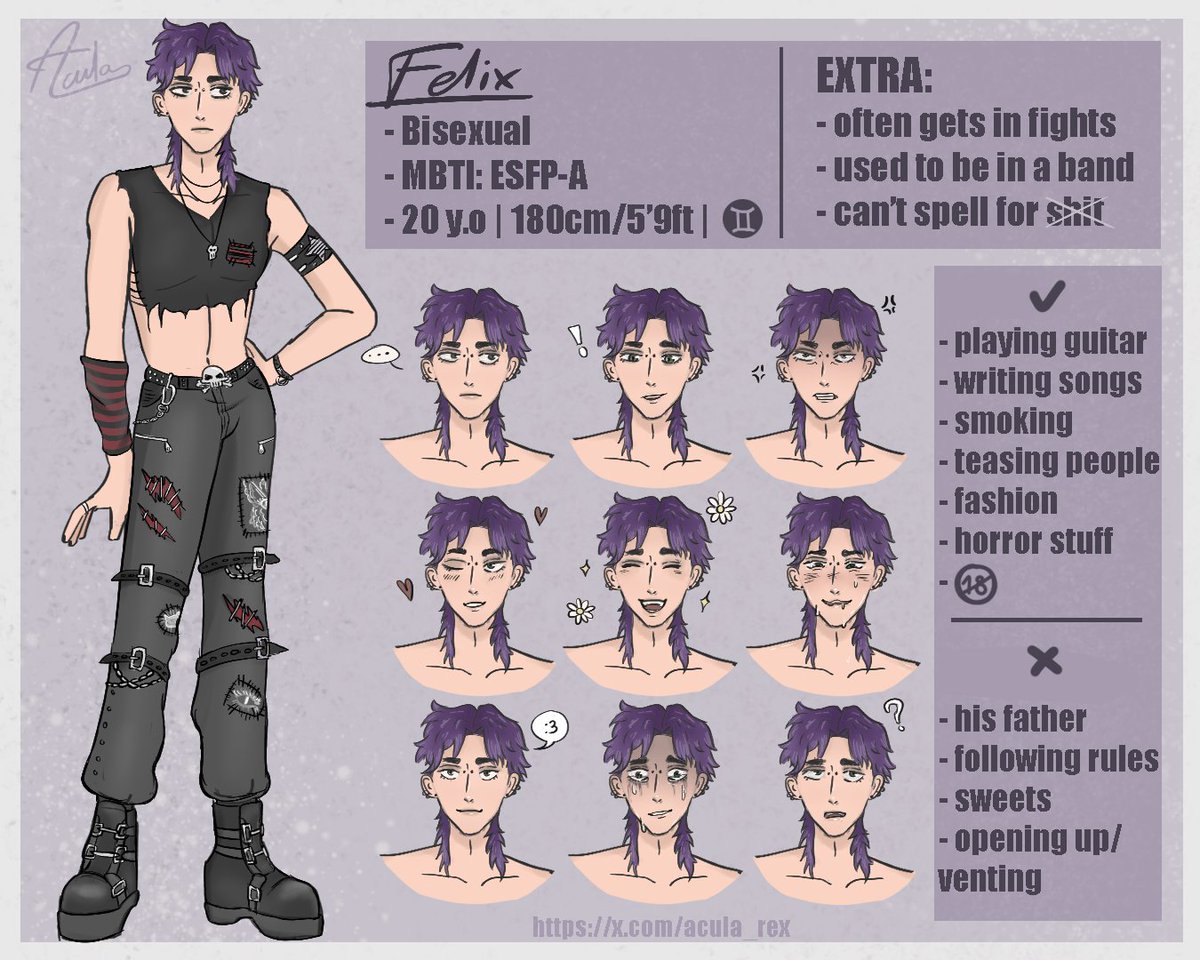 acula_rex's tweet photo. [ OC sheet ] #oc #originalcharacter #aculaoc #artmoots #artistsontwitter #art https://t.co/o4nUpjDE6C