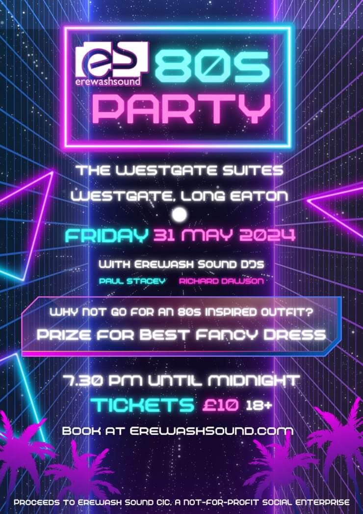 ❓️Fancy a night out full of 80s nostalgia?

🎟 Tickets: 
erewashsound.com/erewash-sound-…

#LongEaton #80snight #Erewash