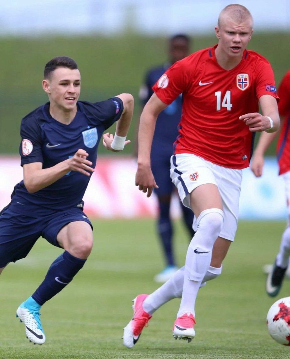 Phil Foden y Erling Haaland. Uno jugando para Inglaterra y el otro para Noruega. Se enfrentaron en un torneo sub 18 hace algunos años.