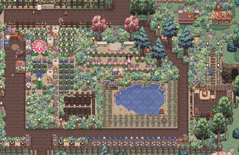 volclare's tweet photo. 🌺🌹my floral spring farm 🌸🌷

#StardewValley https://t.co/kXBIquLWeB