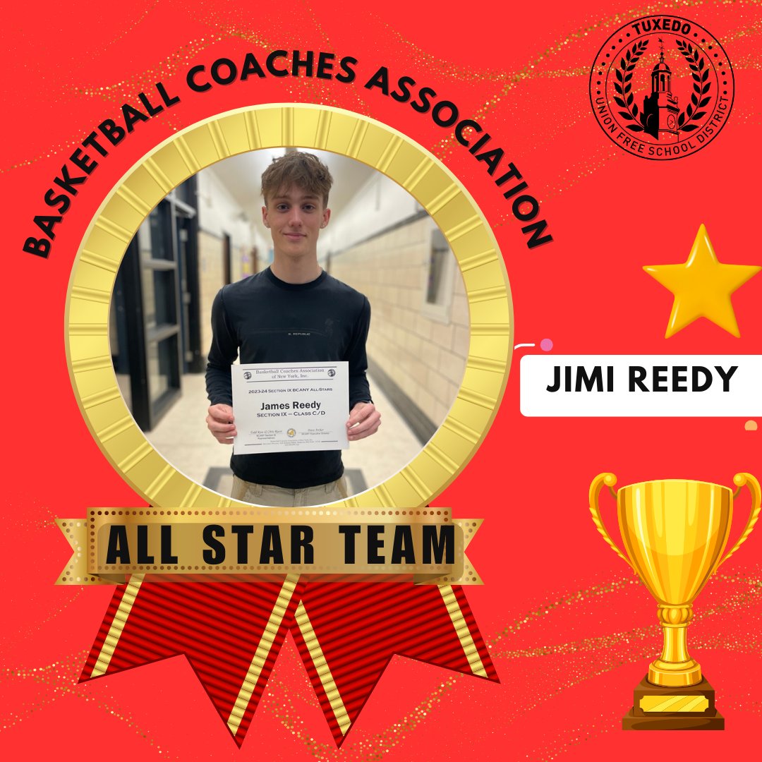 Congratulations to senior Jimi Reedy, who was named to the Basketball Coaches Association of NY Class C/D 2023-24 All-BCANY Team! #TUFSD #allstar #Congratulations #highschoolbasketball