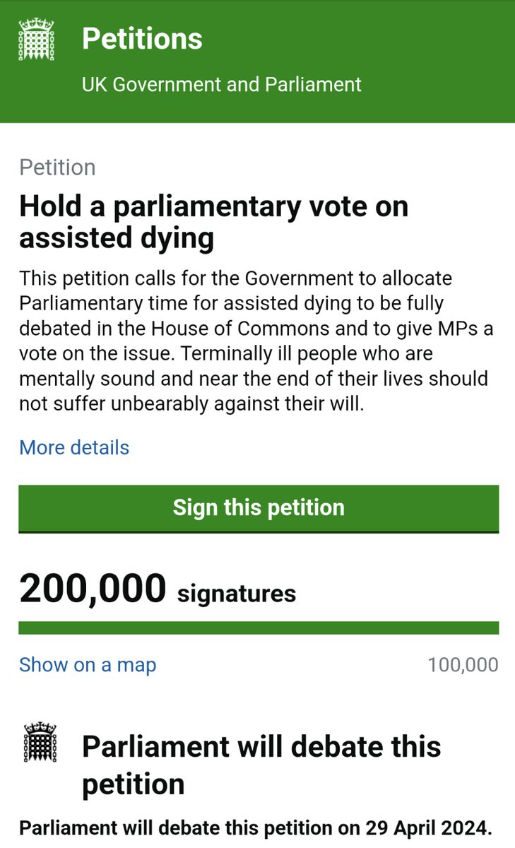 200,000 voices for choice! Thanks to everyone backing a more compassionate law. #YesToDignity petition.parliament.uk/petitions/6535…