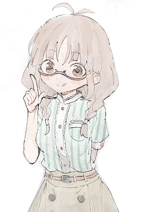 「brown hair under-rim eyewear」 illustration images(Latest)