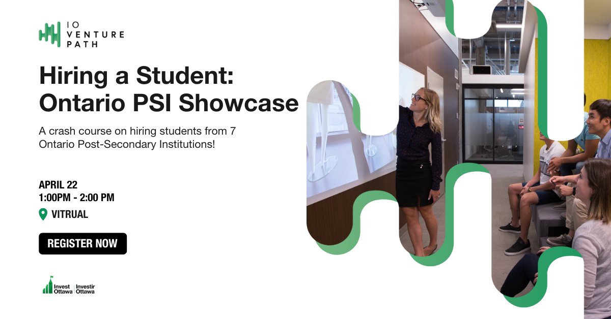 Are you a startup or scaleup seeking fresh talent? 💡 Join us at our Ontario Post-Secondary Institution Showcase where PSIs from across the province will be pitching their student work programs! 🗓️ April 22 🕐 1 -2pm EDT 💻 Virtually on Zoom 🎟️ bit.ly/3Umlbi2