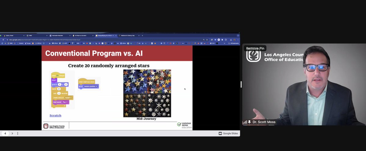 Presenting with @scotthmoss this morning for #nationalailiteracyday #digcit demonstrating ideas and lessons to teach AI Literacy!! @lacoe_ito