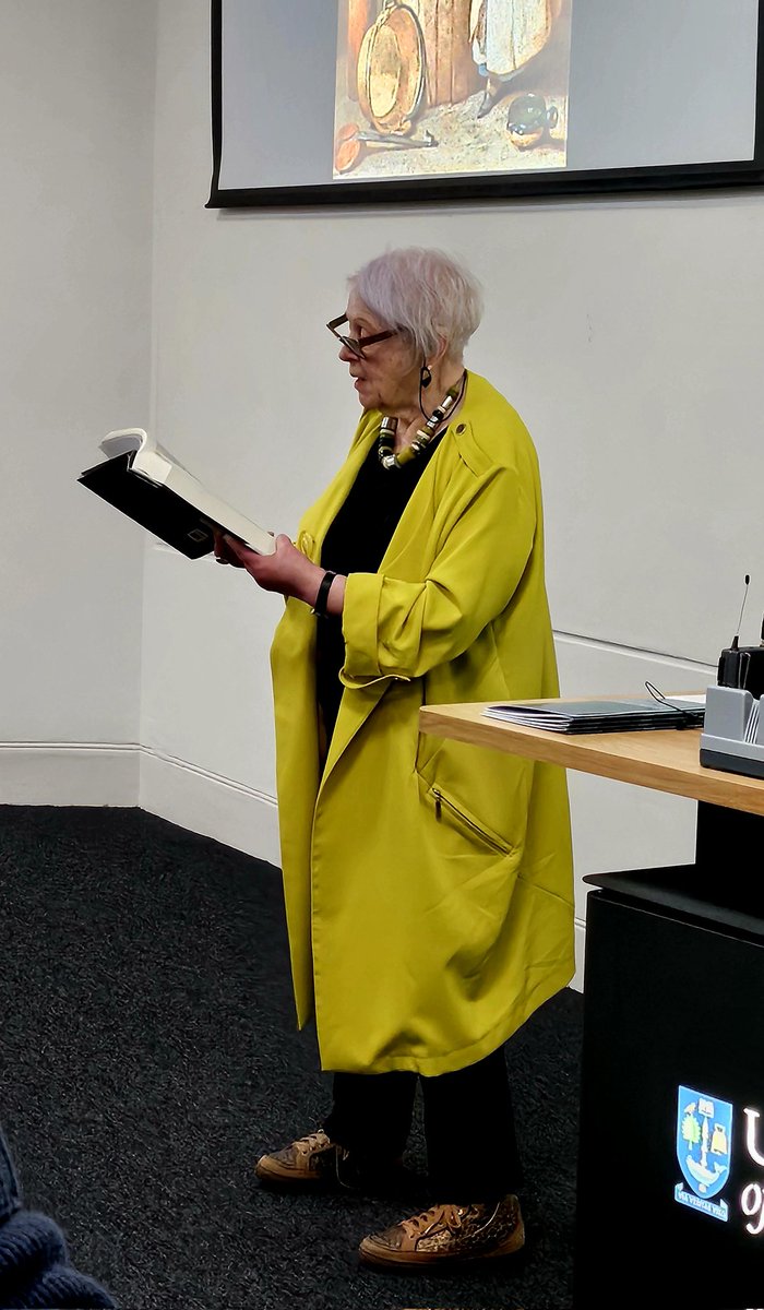 *The* poet Liz Lochead reading at the celebration of all things Scottish Literature, @ScottishLit @UofGCritStudies @hunterian. Magnificent.