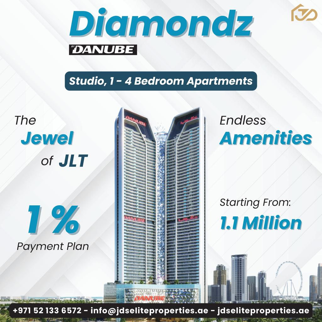 Diamondz by Danube in JLT! From studios to spacious 4-bedroom apartments, find your dream home with us. 
Contact Us:
☎️ +971 52 133 6572
📬 info@jdseliteproperties.ae
🌐 jdseliteproperties.ae
#DiamondzbyDanube #JLT #RealEstate #LuxuryLiving #DubaiApartments #DreamHome #Studio