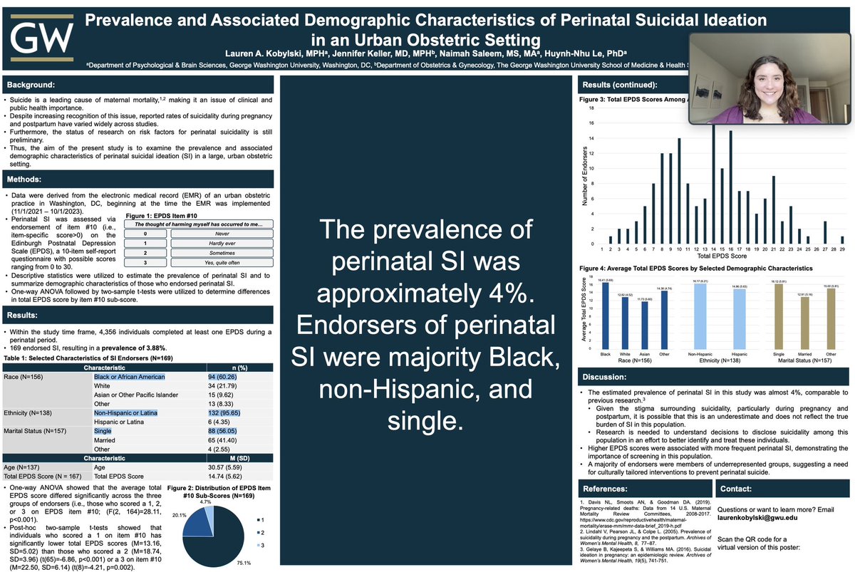 Thanks #SRS24 for providing a space to share these very preliminary findings - and excited to share more in the future from our ongoing mixed methods study of perinatal suicidality! @afspnational