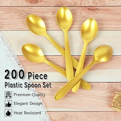 200 Pack Gold Plastic Spoons *ONLY $2.70-$4.05!*

 buff.ly/4aBNsaa

#Shopaholic #ShopSmart #CouponCode #PromoCode #CrazyDiscounts #UnbelievableSavings #EpicDeals #DealBonanza #MindBlowingDeals #StealsAndDeals #DealFeast