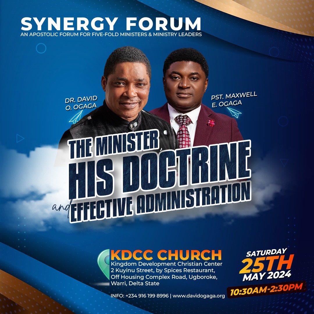 In May I would have the privilege to speak alongside my highly esteemed Spiritual Father and Pastor Dr Ogaga O. David in the Synergy Forum. If you are around Delta State make plans as this would be life changing Save the dates Saturday May 25th