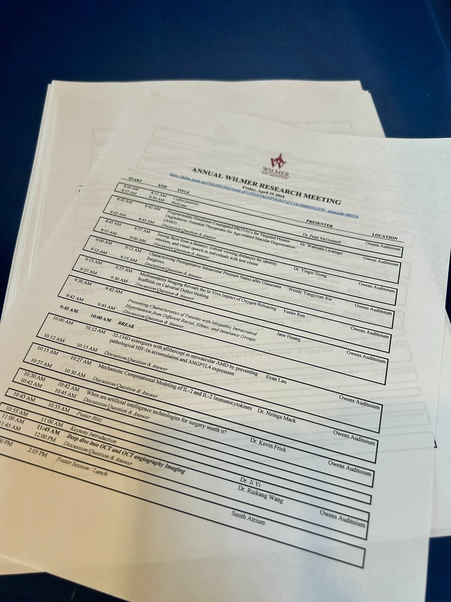 Thrilled to deliver an oral presentation on #glaucoma surgery risk factors at today's Wilmer Research Meeting @ Wilmer Eye Institute! 👁️ #ophthalmology