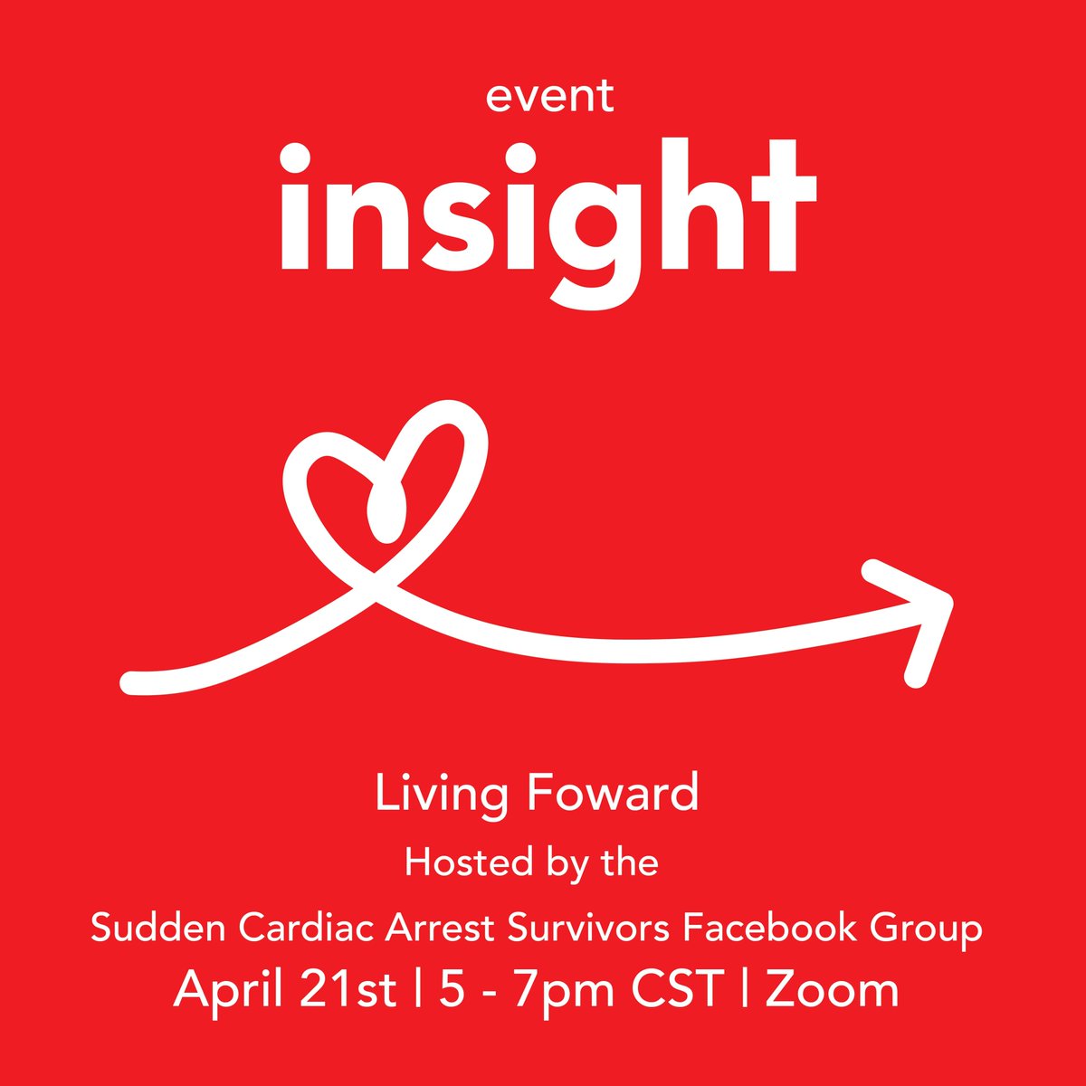 Heartsight is highlighting the Sudden Cardiac Arrest Survivors’ Facebook Group's monthly survivor support groups! 💕 This month's topic is 'Living Forward!' ➡️

#heartsight
