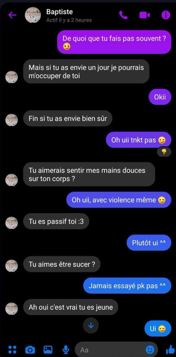 TrippyJVC's tweet photo. TW grooming

témoignage d'une pote ayant reçu des messages répétés de Baptiste, parlant de relations sexuelle alors qu'elle avait 15 ans

on peut également noter qu'il a conscience de sa merde d'où son "ça reste entre nous" https://t.co/BjumKwlfAR