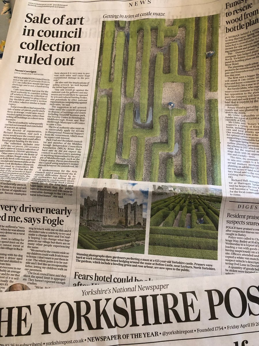 Thanks to @yorkshirepost & @MarisaCashill for this lovely coverage of our #maze. Wondering what to do this weekend? Time to get lost ..... in our magical gardens. #castle #gardens #countryside #Leyburn #familydayout #history #uniquecastle