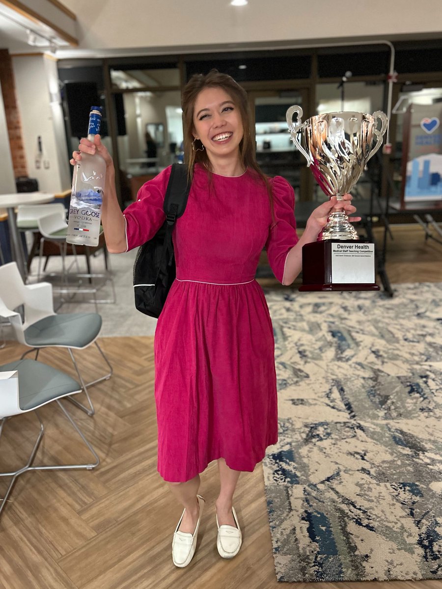 Congrats to 2nd Annual @DenverHealthMed Medical Staff Teaching Competition WINNER Dr. Stafford @kastaffo!!! Bringing home the trophy for @DH_Hospitalist and @CUDeptMedicine (in style, no less).