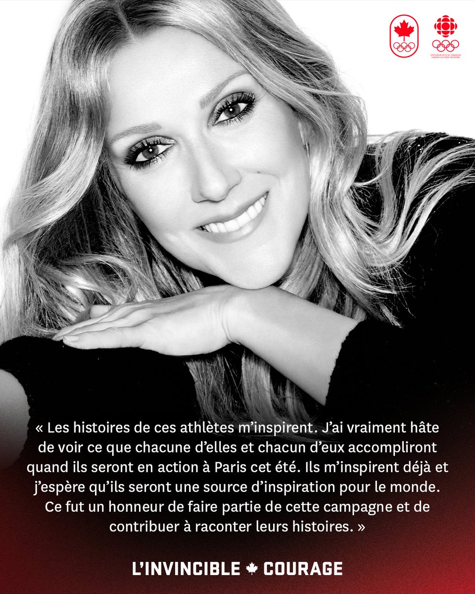 Equipe_Canada's tweet photo. Nous sommes tous capables de surmonter nos propres défis. #ÉquipeCanada #InvincibleCourage #Paris2024
@celinedion https://t.co/k9AIH9d6GV