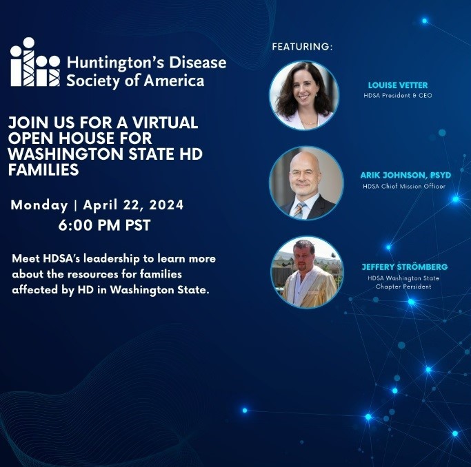 Washington State join us this coming 4/22 @ 6PM PST, as we discuss resources and support available to the HD community in Washington!!! Register using the link below: hdsa-org.zoom.us/meeting/regist…