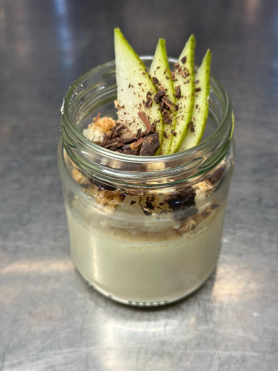 Today’s special dessert is a coconut Panna Cotta with pears  “Amaretto” biscuits crumble and crushed dark chocolate #deserts #drumcondra 😋 😍 😀