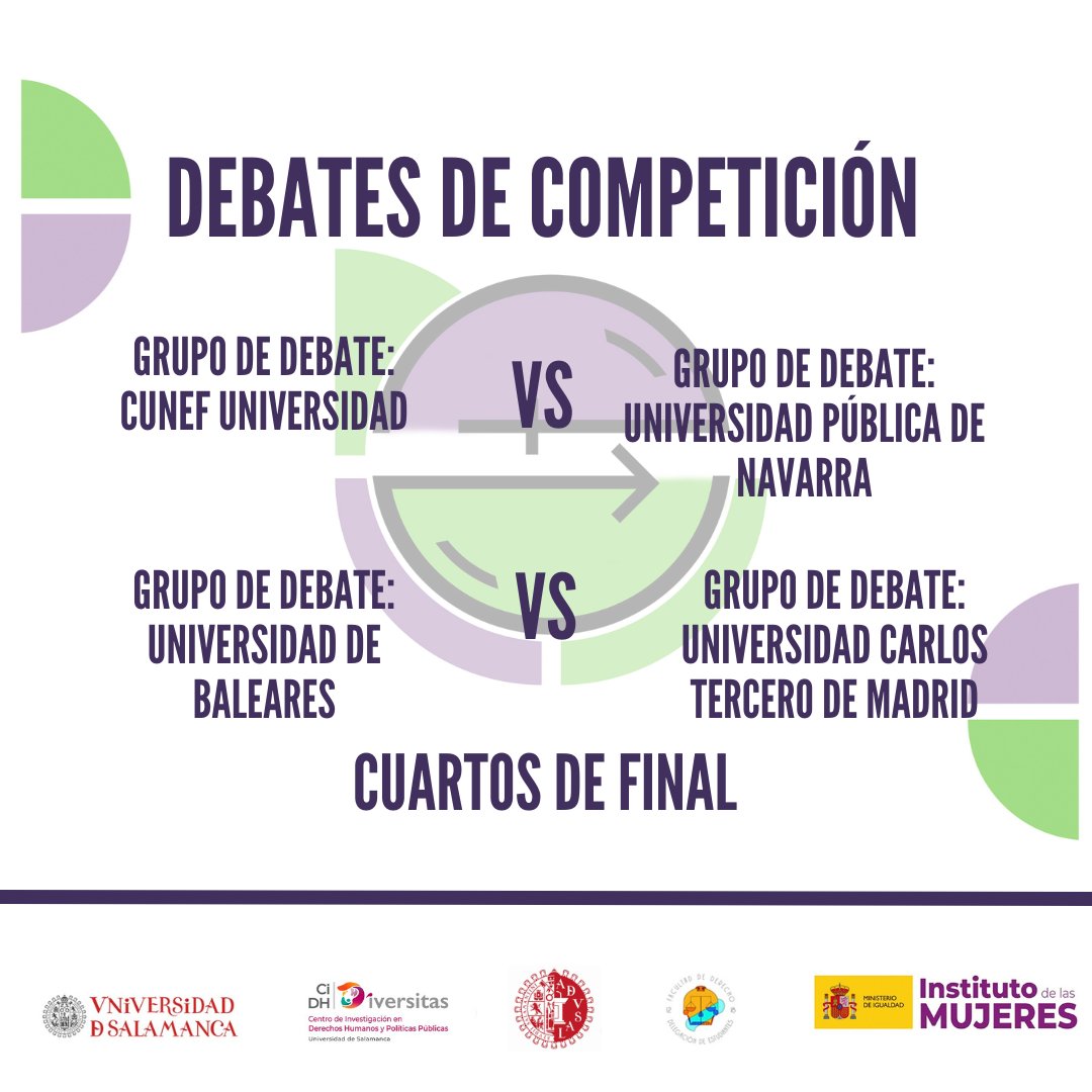 Iniciamos con los Cuartos de Final de nuestro VII Foro de Debate Estudiantil sobre Igualdad 

#Mujeres #Igualdad #Derechos #Usal #FDE