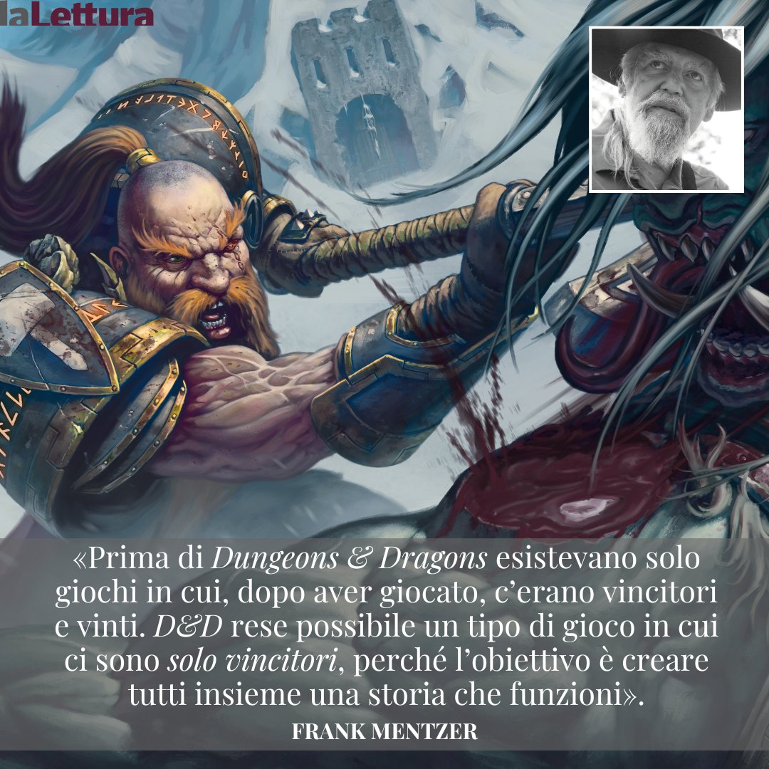 Frank Mentzer, creatore del gioco di ruolo @Wizards_DnD, sarà ospite di @comiconitalia Napoli dove porterà un’avventura inedita. Su «la Lettura», l’intervista di @vannisantoni. E il «Don Chisciotte» a fumetti di Fabio Celoni (intervista di @chsever) bit.ly/4aZx8zH