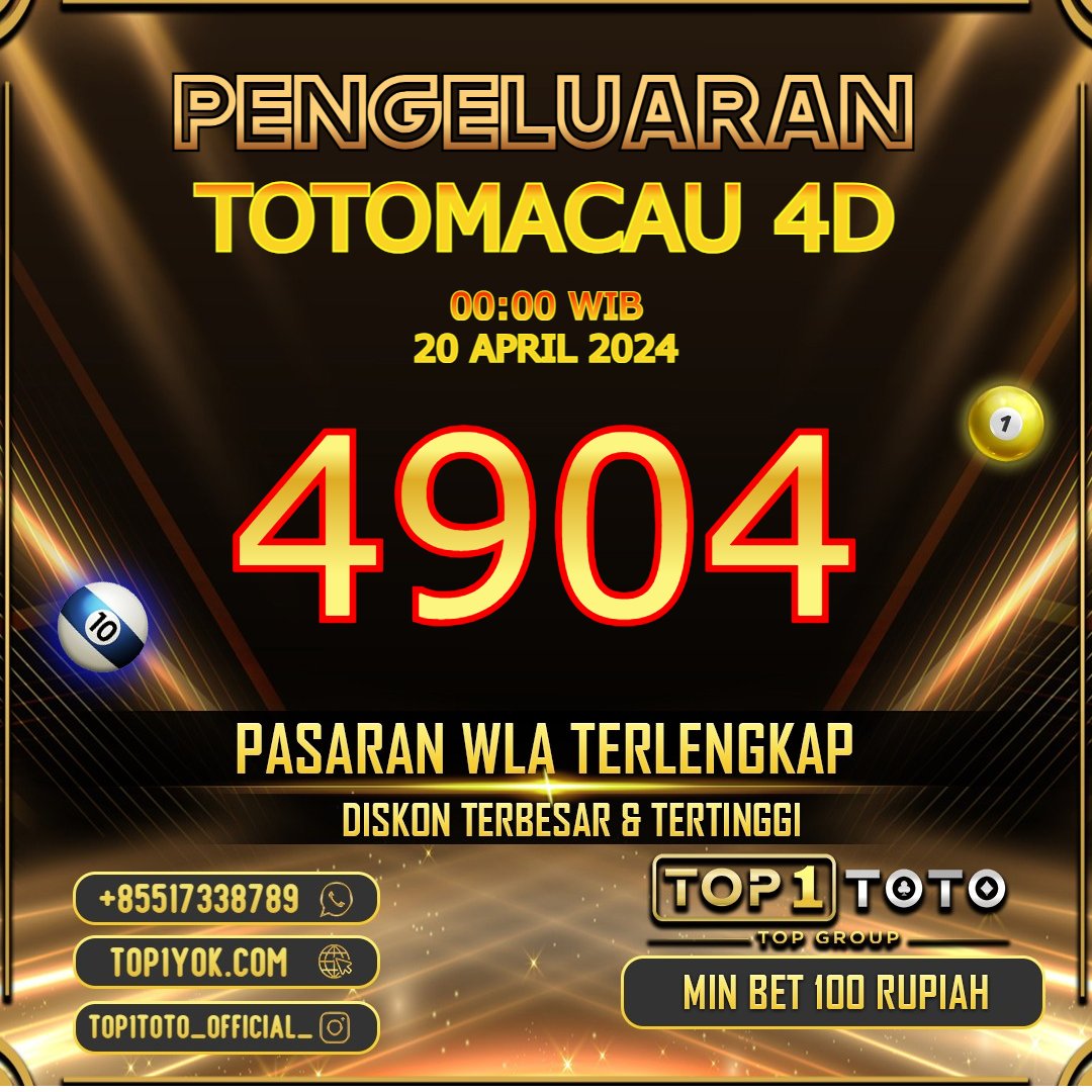 𝐏𝐄𝐍𝐆𝐄𝐋𝐔𝐀𝐑𝐀𝐍 TOTOMACAU 4D P6 HARI INI
SABTU, 20 APRIL 2024

WINNER : 4904