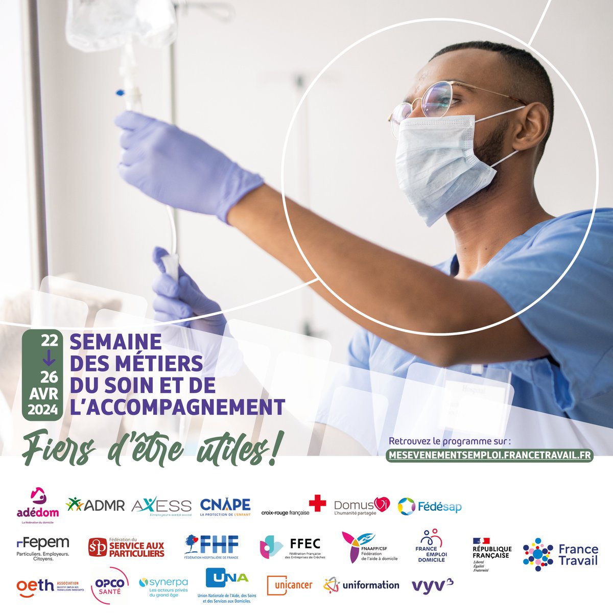 F_MarieRose's tweet photo. 📢 Lancement de la 3ème semaine des métiers du #soin et de l'#accompagnement 

🗓️Du 22 au 26 avril 2024, @FranceTravail Guadeloupe &amp; lles du Nord et ses partenaires se mobilisent pour répondre au besoin croissant de professionnels de santé et du médico-social sur le territoire 🤝 https://t.co/dWn5qivVrR