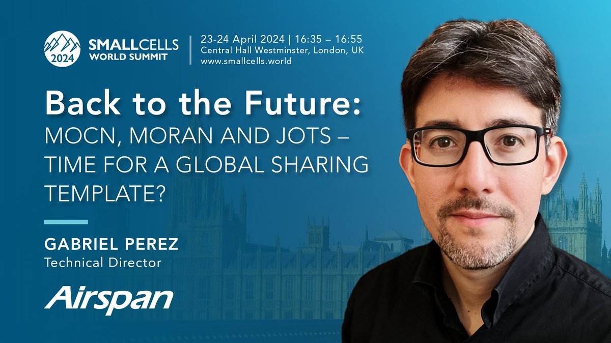 MOCN, MORAN, and JOTS: Paving the way for tomorrow's technology. Join Gabriel Perez for a captivating panel discussion on Day 1 of #SCWS24. Save the date: April 23, from 16:35 to 16:55. Fast forward to innovation with Airspan at Booth 8! #SCF #SmallCells @SmallCell_Forum