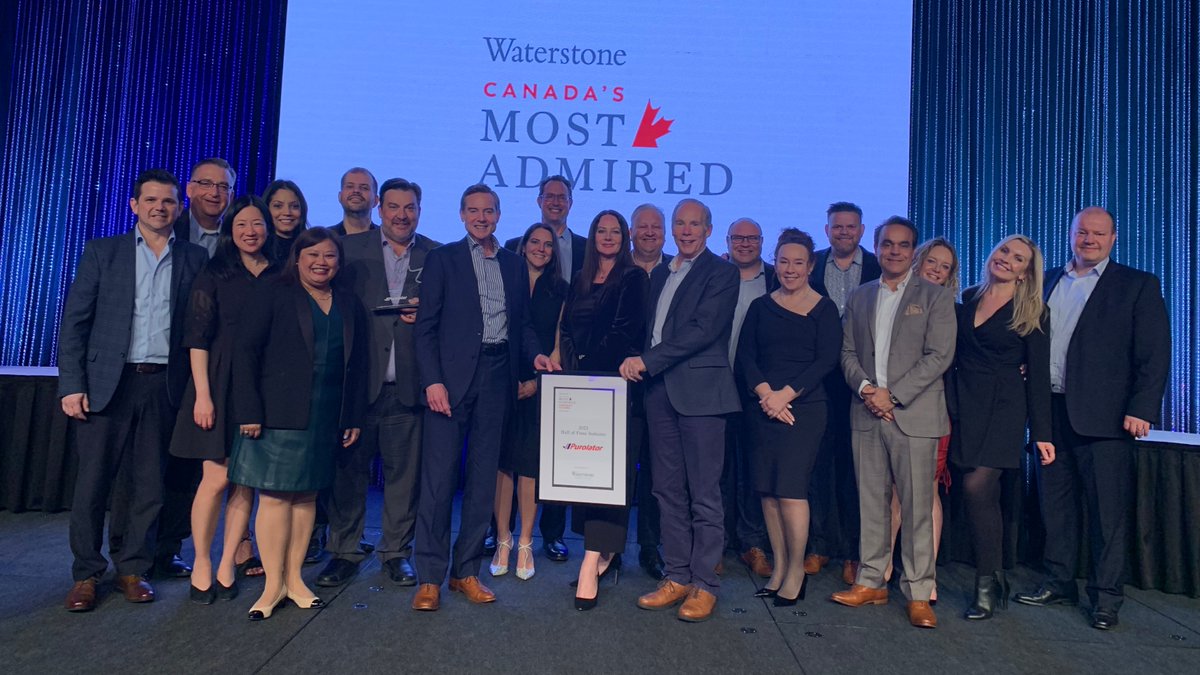 Purolator was honoured at the @waterstonehc Canada's Most Admired celebration event in #Toronto last night – recognized as one of #CanadasMostAdmired Corporate Cultures. As a fourth-time recipient, we’ve also earned prestigious Hall of Fame designation. #CorporateCulture
