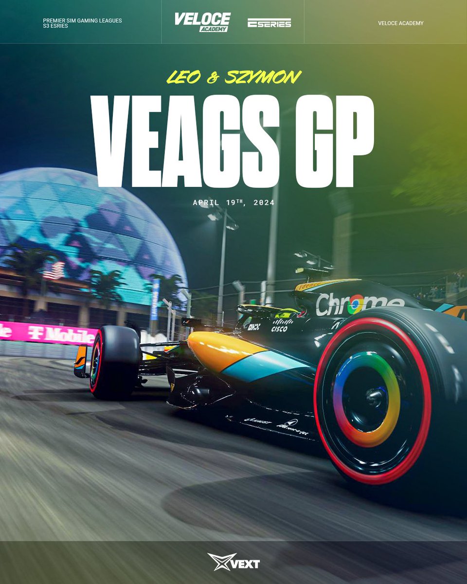 RACEDAY | @PremierSimGL 🇺🇸 

We are back racing in #PSGLxEseries after a week break and we are heading to Las Vegas! 🙌

Szymon Lukomski and Leo Lund will be on track for us tonight! 🔥

Let’s go, team! 💜

#VivaVeloce
