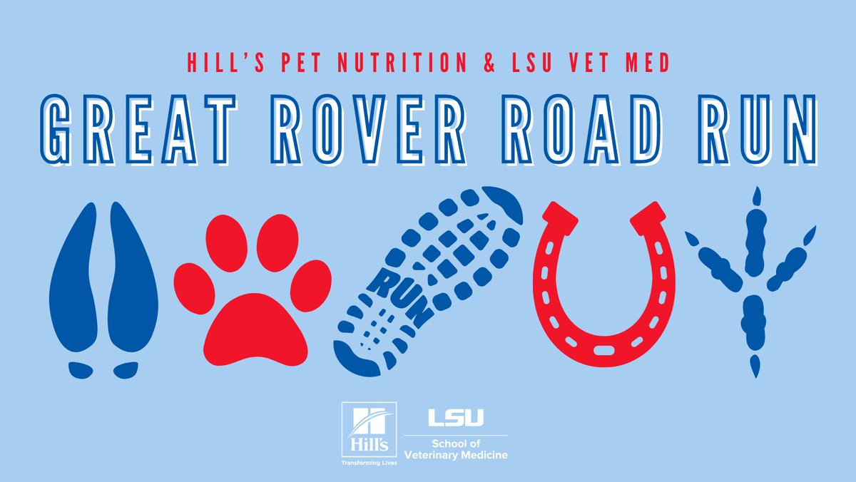 RAIN OR SHINE, WE RUN ON APRIL 21! LSU Vet Med's Great Rover Road Run (GRRR) on Sunday, April 21 is an annual 5K and 1-mile fun run that promotes health and wellness among people and their four-legged friends while raising money for animals in need. runsignup.com/2024hillsgreat…