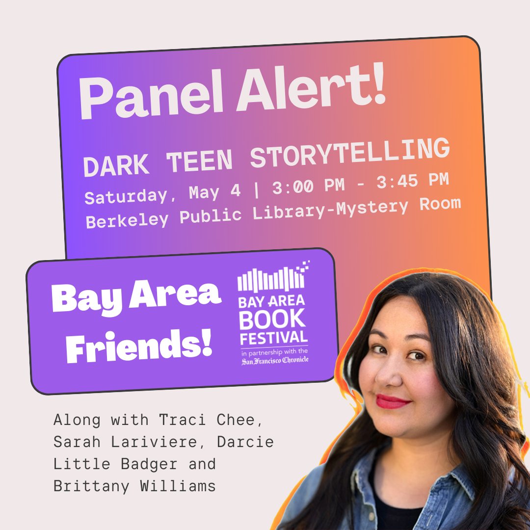 Bay Area Friends! Save the date and come see me in Berkeley for the Bay Area Book Festival's Family Day on May 4th! I'll be a panelist for Dark Teen Storytelling from 3 to 3:45 PT! Bring your Relit books for signing or come chat with me after for bookmarks and stickers :]