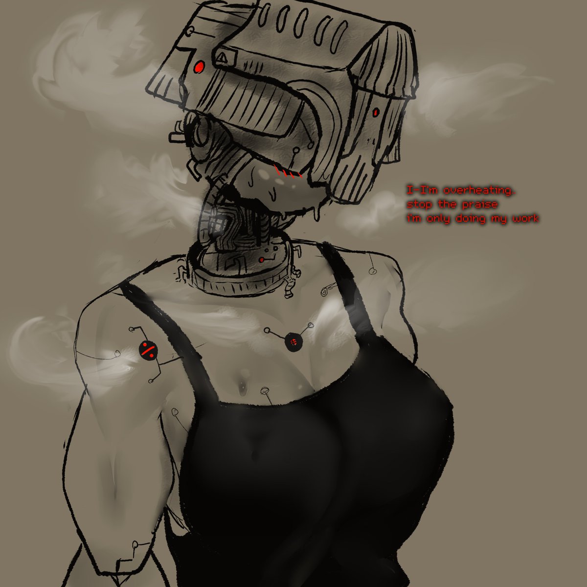 Robot lady! she cant take praises her systems are overheating stop!!

#robotgirl